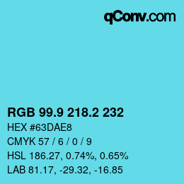 Color code: RGB 99.9 218.2 232 | qconv.com