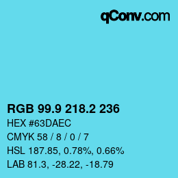 Color code: RGB 99.9 218.2 236 | qconv.com