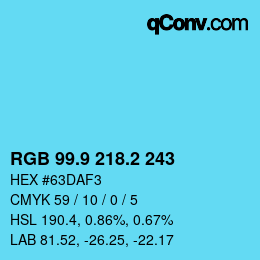 カラーコード: RGB 99.9 218.2 243 | qconv.com