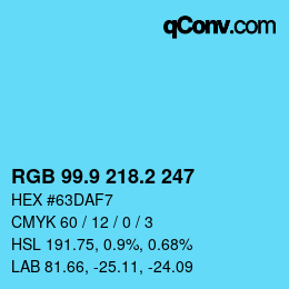 Color code: RGB 99.9 218.2 247 | qconv.com