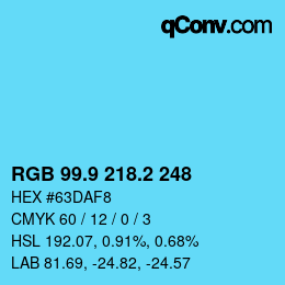 カラーコード: RGB 99.9 218.2 248 | qconv.com