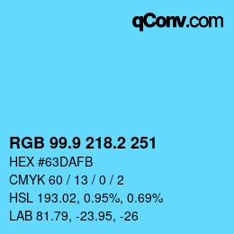 Color code: RGB 99.9 218.2 251 | qconv.com