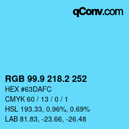 Color code: RGB 99.9 218.2 252 | qconv.com