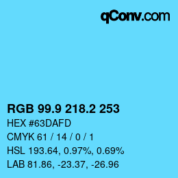 カラーコード: RGB 99.9 218.2 253 | qconv.com