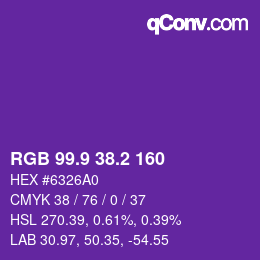 カラーコード: RGB 99.9 38.2 160 | qconv.com