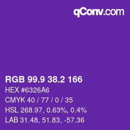 カラーコード: RGB 99.9 38.2 166 | qconv.com