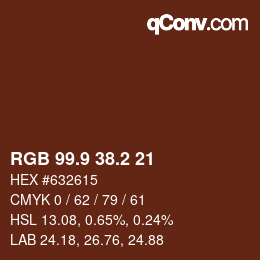 Color code: RGB 99.9 38.2 21 | qconv.com