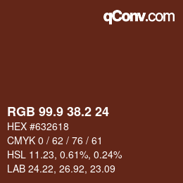 Color code: RGB 99.9 38.2 24 | qconv.com