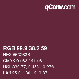 Color code: RGB 99.9 38.2 59 | qconv.com