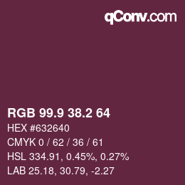 Color code: RGB 99.9 38.2 64 | qconv.com