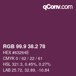 Color code: RGB 99.9 38.2 78 | qconv.com
