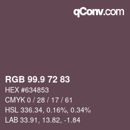 Color code: RGB 99.9 72 83 | qconv.com