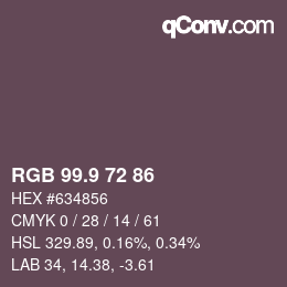Color code: RGB 99.9 72 86 | qconv.com