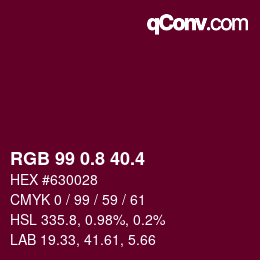 カラーコード: RGB 99 0.8 40.4 | qconv.com