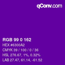 Color code: RGB 99 0 162 | qconv.com
