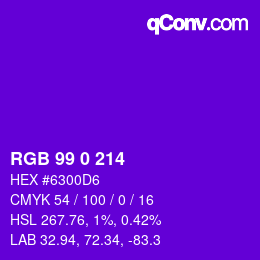 カラーコード: RGB 99 0 214 | qconv.com