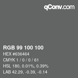 Farbcode: RGB 99 100 100 | qconv.com