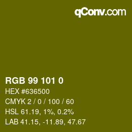 Color code: RGB 99 101 0 | qconv.com
