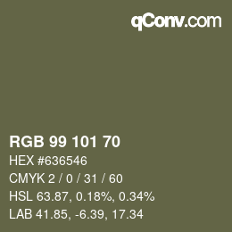 Código de color: RGB 99 101 70 | qconv.com