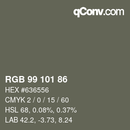 Color code: RGB 99 101 86 | qconv.com