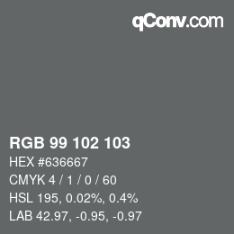 Color code: RGB 99 102 103 | qconv.com