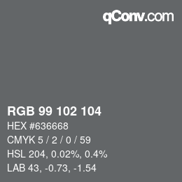 Color code: RGB 99 102 104 | qconv.com