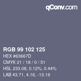 Color code: RGB 99 102 125 | qconv.com