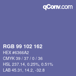 颜色代码: RGB 99 102 162 | qconv.com
