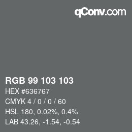 Farbcode: RGB 99 103 103 | qconv.com