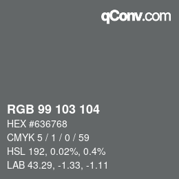 Color code: RGB 99 103 104 | qconv.com