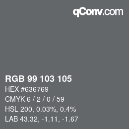 颜色代码: RGB 99 103 105 | qconv.com