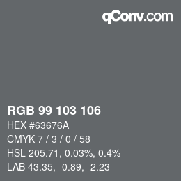 Color code: RGB 99 103 106 | qconv.com