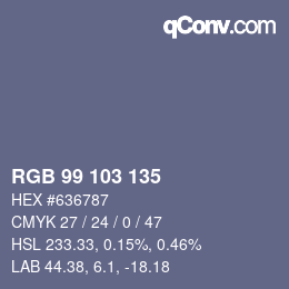 Color code: RGB 99 103 135 | qconv.com