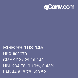 Color code: RGB 99 103 145 | qconv.com