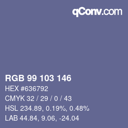 Code couleur: RGB 99 103 146 | qconv.com