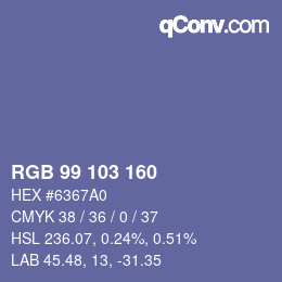 Color code: RGB 99 103 160 | qconv.com