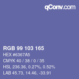 カラーコード: RGB 99 103 165 | qconv.com