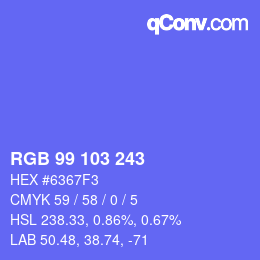 Color code: RGB 99 103 243 | qconv.com