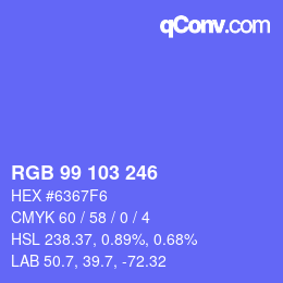 Color code: RGB 99 103 246 | qconv.com