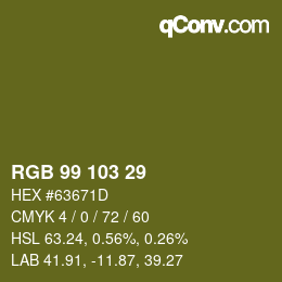 カラーコード: RGB 99 103 29 | qconv.com