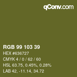 Color code: RGB 99 103 39 | qconv.com