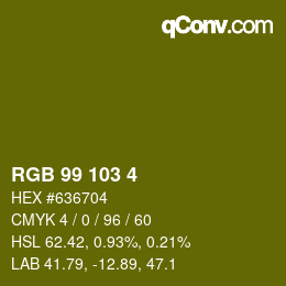 Color code: RGB 99 103 4 | qconv.com