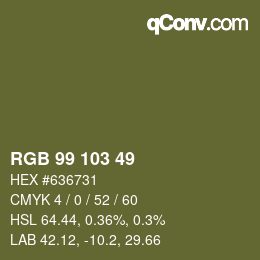 Color code: RGB 99 103 49 | qconv.com