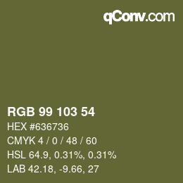 カラーコード: RGB 99 103 54 | qconv.com