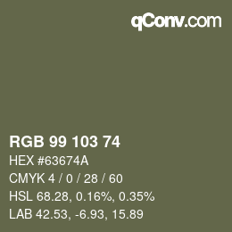 カラーコード: RGB 99 103 74 | qconv.com