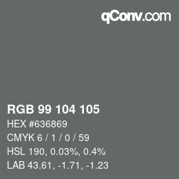 颜色代码: RGB 99 104 105 | qconv.com