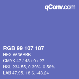 颜色代码: RGB 99 107 187 | qconv.com