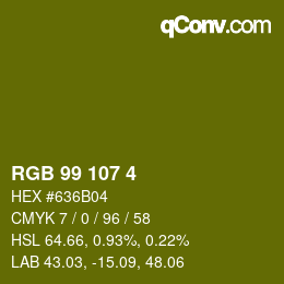 Farbcode: RGB 99 107 4 | qconv.com
