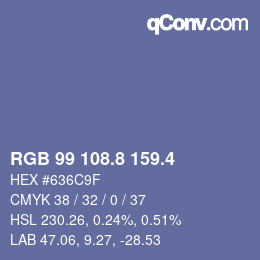 カラーコード: RGB 99 108.8 159.4 | qconv.com