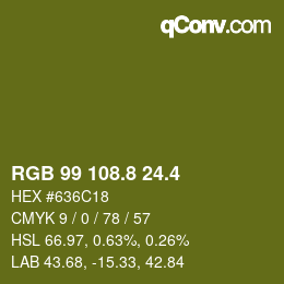 カラーコード: RGB 99 108.8 24.4 | qconv.com